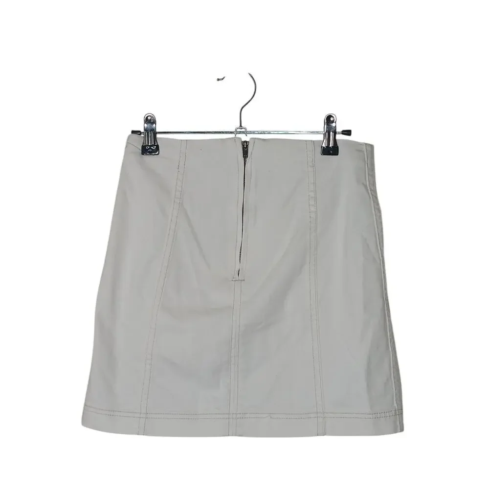 Free People White Mini Skirt Size 4 Casual High Rise Seam Detail Zip Back